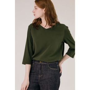 실키터치 브이넥 모달 7부 티셔츠_P387227021