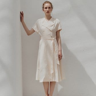 뮤제 ROW Double Bouton Belted Dress_Cream Ivory