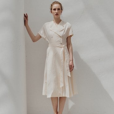 뮤제 ROW Double Bouton Belted Dress_Cream Ivory