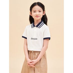 *시즌오프30%*[BEANPOLE KIDS] 로고자수 피케 티셔츠  화이트 (BI4342U131)