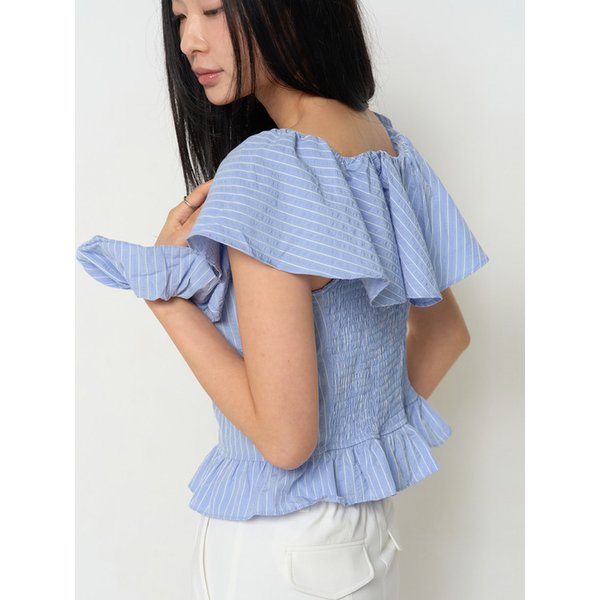 Selia Off-Shoulder Blouse Set_Blue