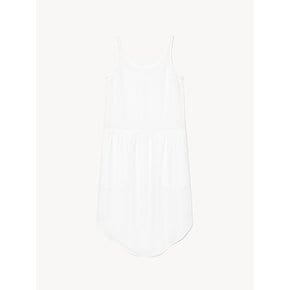 CURVED SHIRRING SLEEVELESS DRESS_IVORY