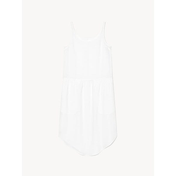 CURVED SHIRRING SLEEVELESS DRESS_IVORY