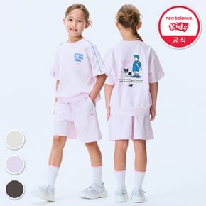 PLAY DENIM_일러스트 미니쭈리 아동 반팔 셋업 NK9YF2501U