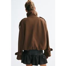 더블 브레스티드 퍼널넥 재킷 다크 베이지 1367085004