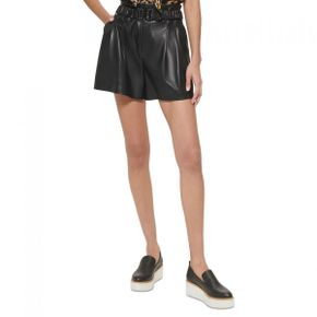 5396254 DKNY Plus Womens Faux Leather Removable Belt High-Waist Shorts