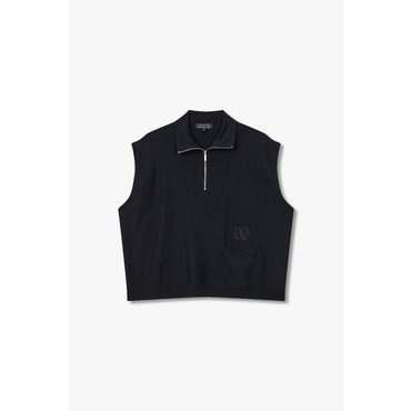 ARMANI EXCHANGE AX 여성 자수 로고 하프 집업 베스트(A424132012)블랙