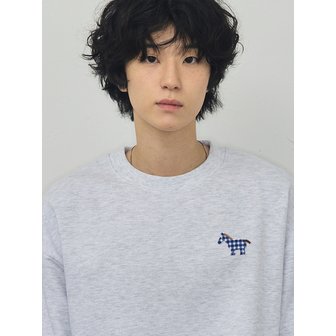 그레이버 [UNISEX]PAPER PONY 자수 맨투맨_멜란지화이트