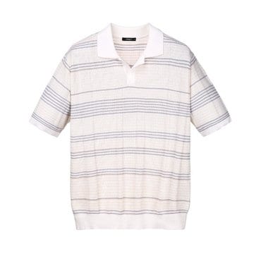 알레그리 [25SS] 크림 《Aero Stripe》 카라 니트(ARSW5B603CR)
