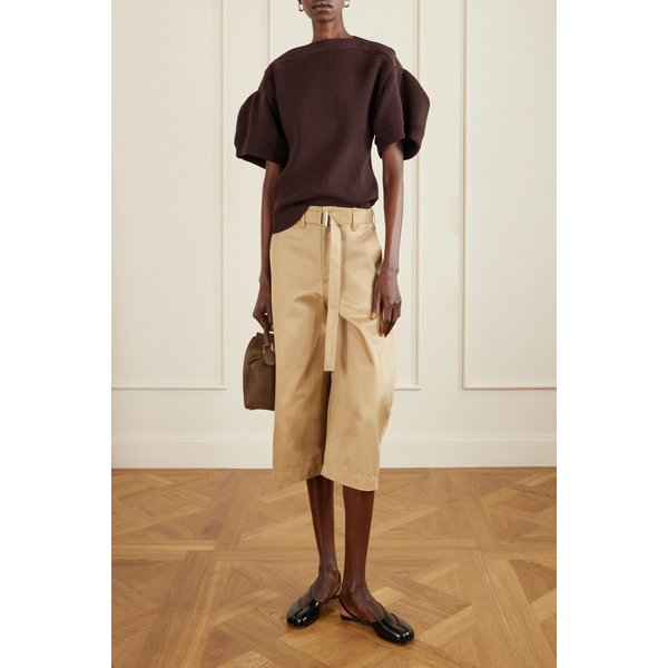 크롭 벨티드 코튼 트윌 배럴 레그 팬츠 46376663162958850