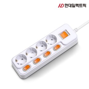 e_ 현대일렉트릭 HMP 42 개별과부하차단 16A 4구 멀티탭 (1.5m)