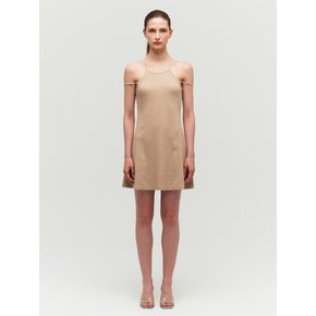 PIGMENT RIBBED COTTON DRESS, BEIGE