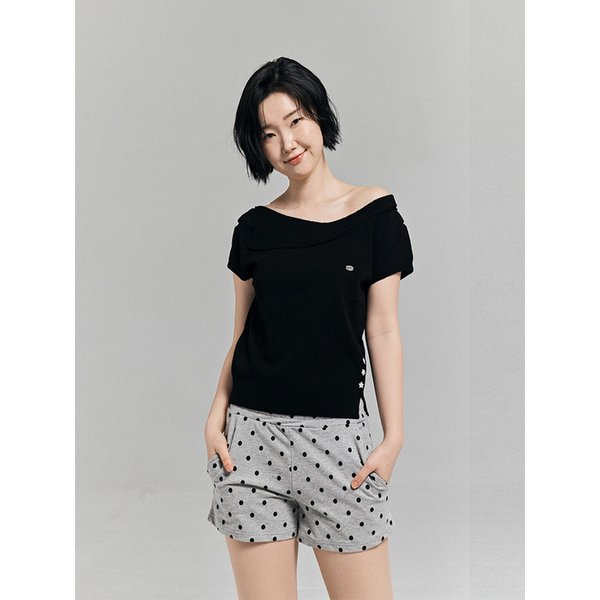 언발 카라 오프숄더 니트 블랙