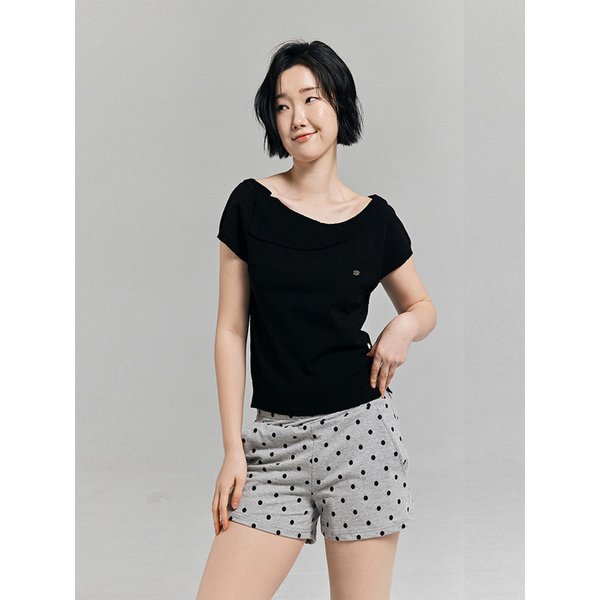 언발 카라 오프숄더 니트 블랙