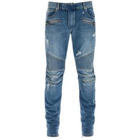 [해외배송] 24 F/W 발망 슬림 핏 바이커 진 포 DH1MG009DE57 RAW BLUE JEAN B0231419611