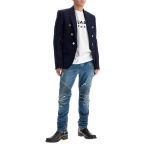 [해외배송] 24 F/W 발망 슬림 핏 바이커 진 포 DH1MG009DE57 RAW BLUE JEAN B0231419611