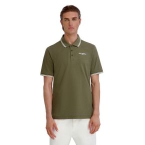 칼라거펠트 맨즈 로고 Short-Sleeve Spread Collar 폴로 셔츠 - 올리브 26601911 1337771