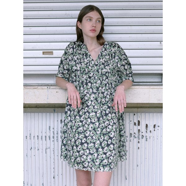 Floral Printed Mini Dress VC2433OP322M (navy)