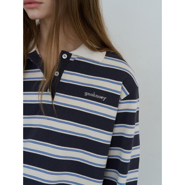 리틀 스트라이프 럭비 카라 티(Charcoal)