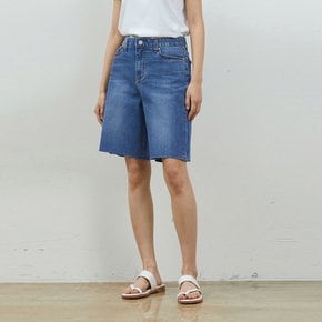 DENIM EDGE CUT INNER COLOR SHORTS BLUE