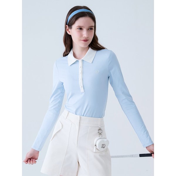 [LESTP38SB] 쿨 슬림 긴팔 PK 티셔츠 S/BLUE