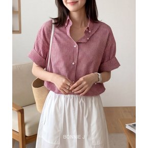 보니제이 / 여리핏 데일리 3컬러 체크 반팔 셔츠 여름 남방 데이