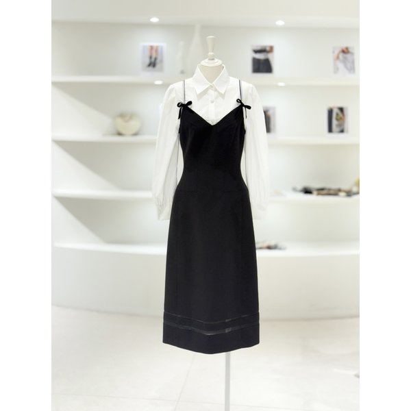 [여주점] 여성 비딩 스트랩 실크블랜딩 원피스 (L254MSE031)