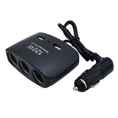 자동차 2구USB + 3구 멀티소켓 시거잭 /베이직 화이트