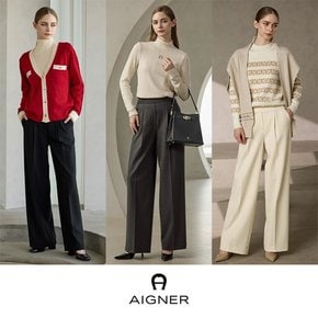 [최신상]24FW AIGNER 울블렌디드 밴딩 와이드 팬츠