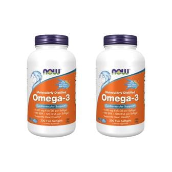  [해외직구] 나우푸드 오메가3 1000mg 200피쉬소프트젤 2팩 NOW Foods Omega-3 1000 mg - 200 Fish Softgels