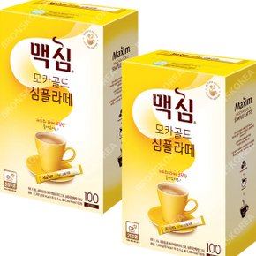 동서 맥심 모카골드 심플라떼 100T X 2개 커피믹스 일회용 스틱