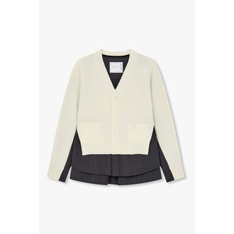 사카이 여성 스트라이프 레이어드 울 니트 가디건 6415331501000