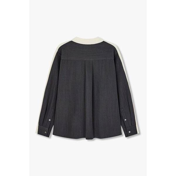 여성 스트라이프 레이어드 울 니트 가디건 6415331501000