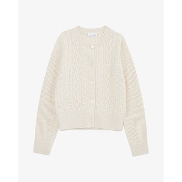 라코스테 25FW 여성  케이블 크롭 가디건 AF789E-55NXFJ(크림)