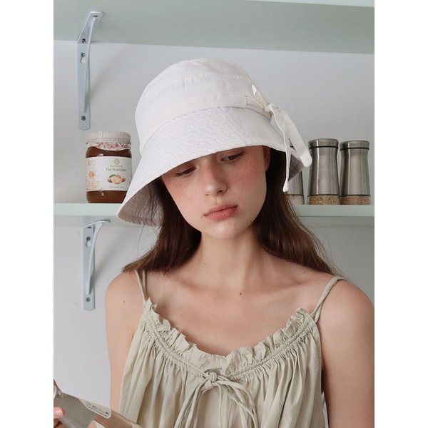 ECRU COTTON BUCKET HAT_white
