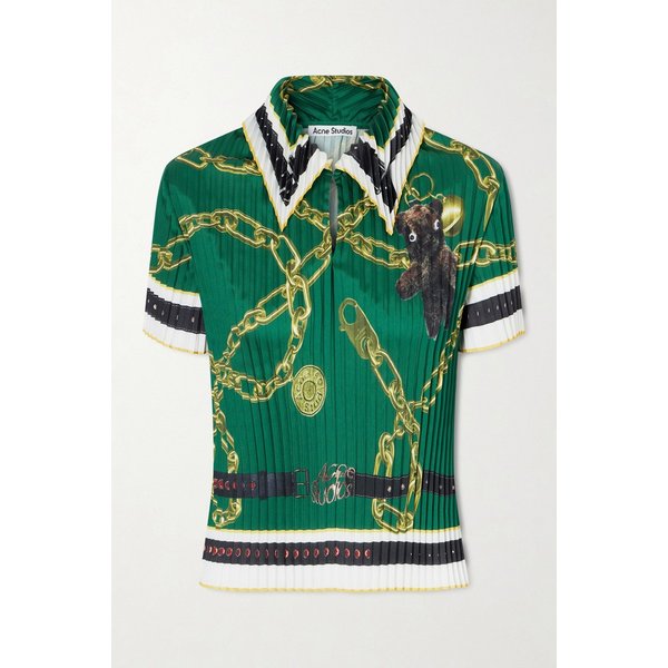 신디아 플리츠 프린트 트윌 폴로 티셔츠 46376663162964249