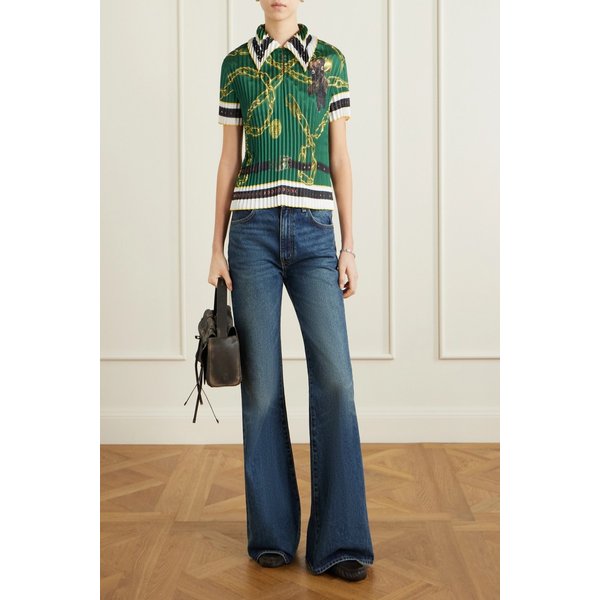 신디아 플리츠 프린트 트윌 폴로 티셔츠 46376663162964249