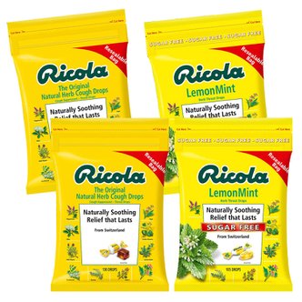 Ricola AG [1+1]대용량 리콜라 레몬민트/오리지널 허브 스위스 목캔디 RICOLA COUGH DROPS