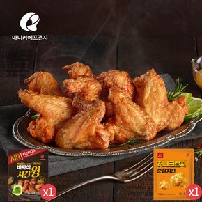 마니커에프앤지 바사삭치킨윙 400g + 허니크런치 순살치킨 340g