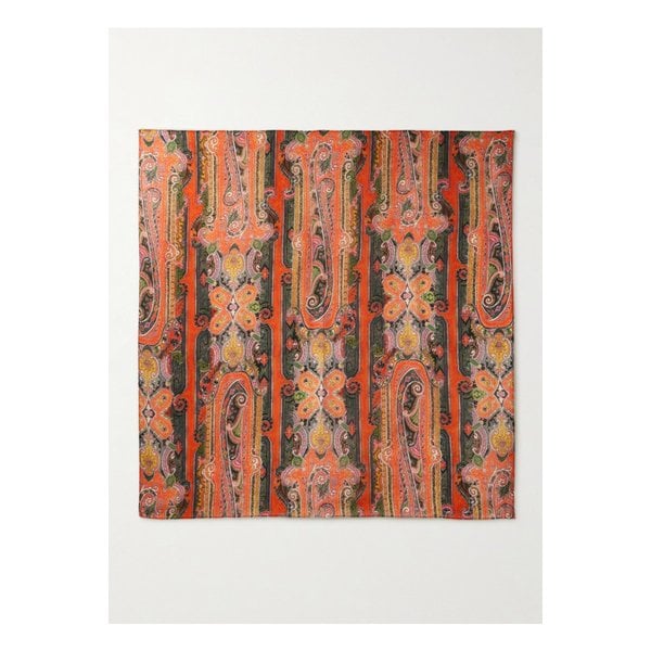 시리나 프린트 실크 보일 스카프 오렌지 46376663162844190