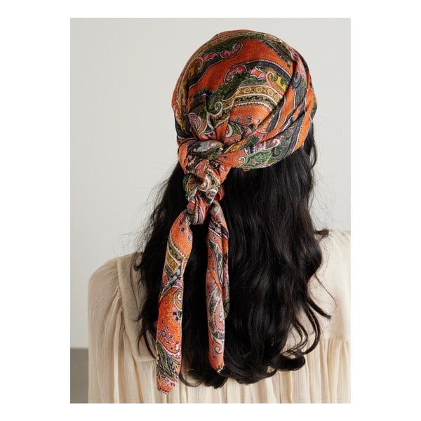 시리나 프린트 실크 보일 스카프 오렌지 46376663162844190