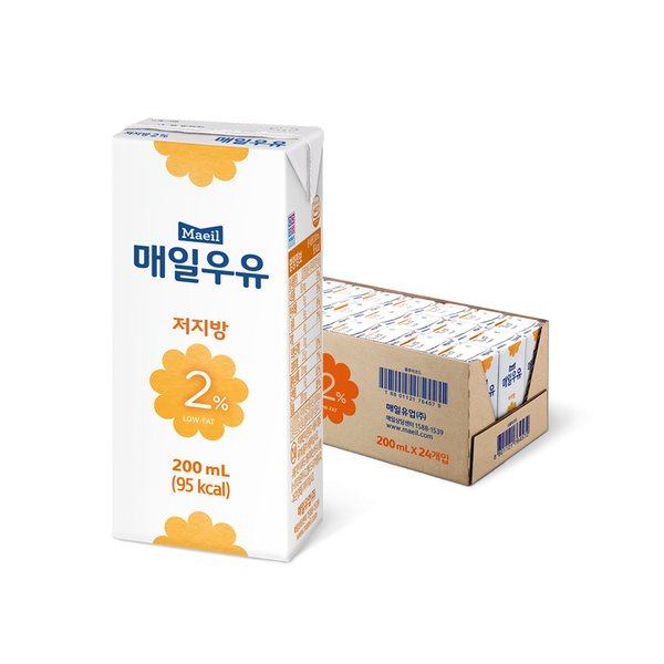 매일우유 멸균 저지방 2% 200ml 24팩