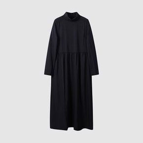 여성 실키 하이넥 롱 드레스 BLACK