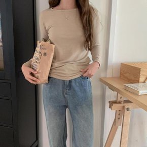 여자 FW 데일리 편한 입술넥 라운드 티셔츠_P376644428