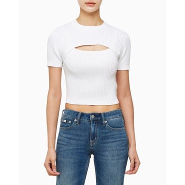 Calvin Klein Jeans 여성 3 IN 1 립 반팔 스웨터(J223332)