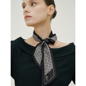 Long Twilly Silk Scarf - Houndstooth Black