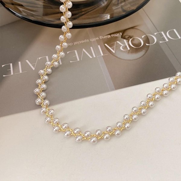 [옷자락] 여자 데일리 사계절 진주 초커 목걸이