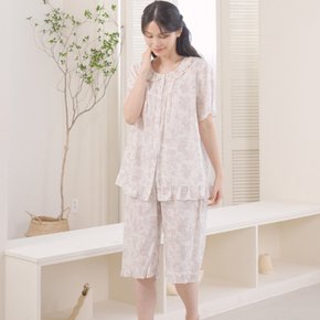 여성 순면 60수 꽃무늬 반팔 파자마 세트 5375
