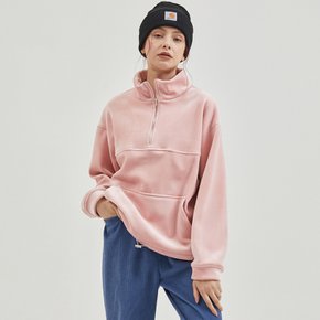 Velvet High Neck Zipup MTM Pink