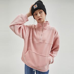 Velvet High Neck Zipup MTM Pink